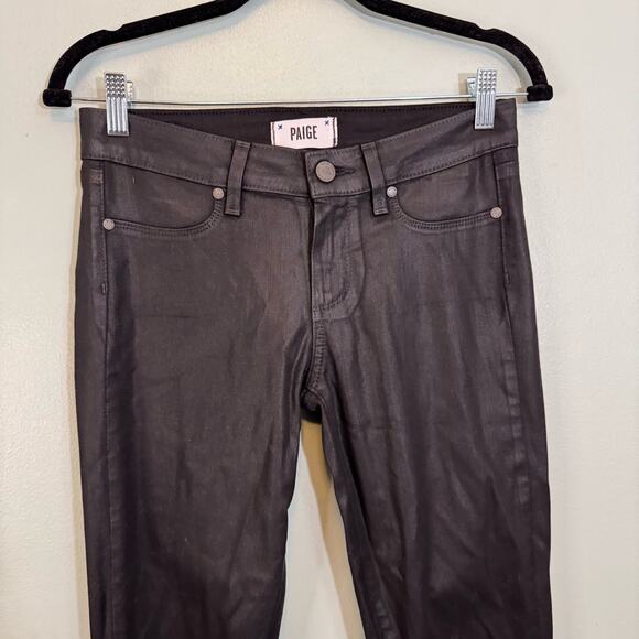 Paige Verdugo Ankle Jeans Women 27 Black Silk Slim Ultra Skinny Low Rise Stretch - Picture 3 of 9